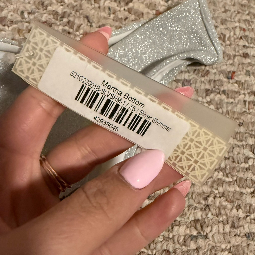 NWT Devon Windsor Martha Swim Bottoms in Silver Shimmer- Size XS - Picture 4 of 6